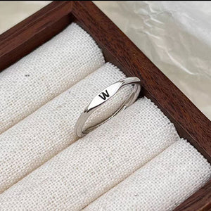 Silver Initial Letter Stacking Band Ring