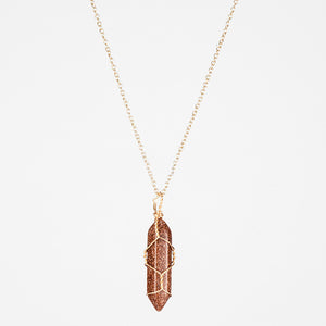 Crystal Raw Stone Healing Pendant Necklace