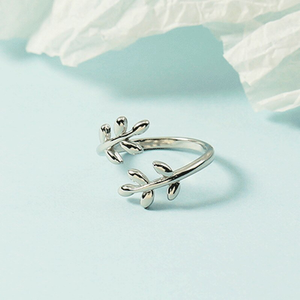 Olive Tree Leaf Branch Stacking Bypass Ring
