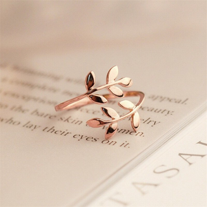 Olive Tree Leaf Branch Stacking Bypass Ring