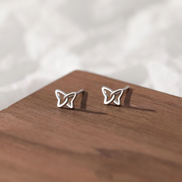 Silver Dainty Butterfly Stud Earrings
