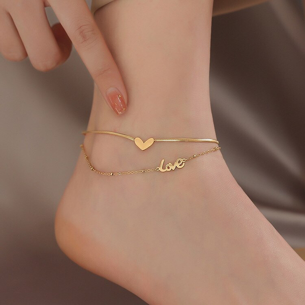 Love Heart Ankle Bracelet Anklet Set