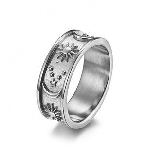 Sun Moon Star Couple Matching Band Ring