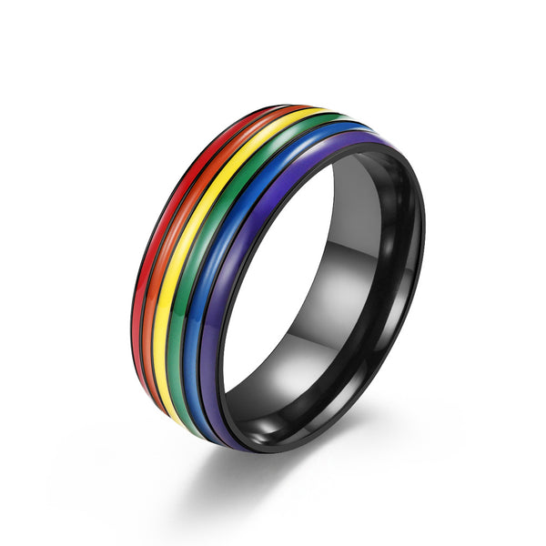 Rainbow LGBTQ Pride Couple Band Ring