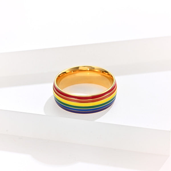 Rainbow LGBTQ Pride Couple Band Ring