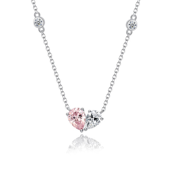 Pink Heart Charm Layering Necklace