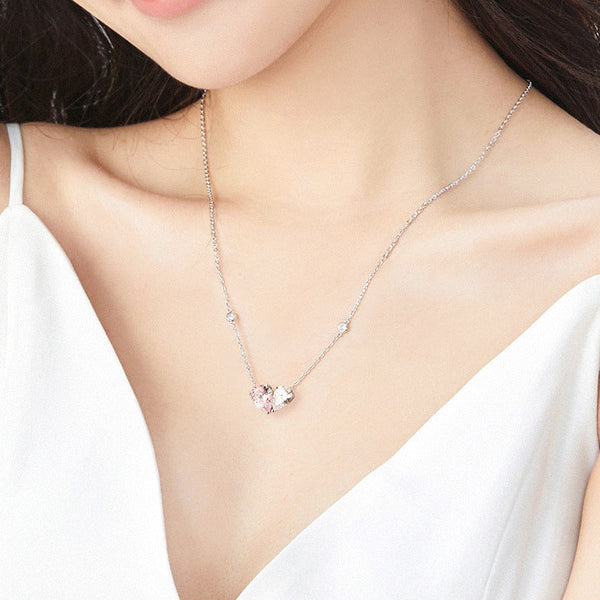 Pink Heart Charm Layering Necklace