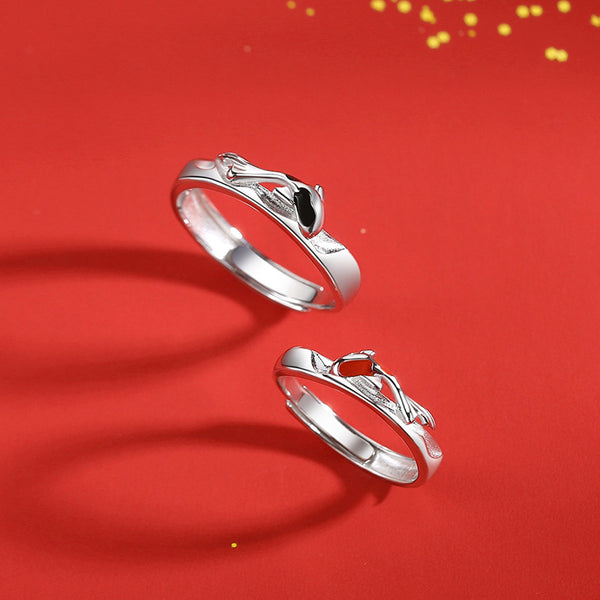 Silver Koi Fish Couple Ring