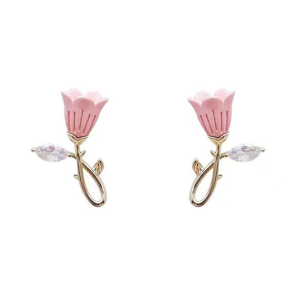 Dainty Tulip Flower Stud Earrings