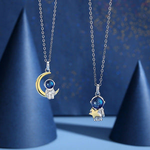 Astronaut Moon Star Couple Matching Necklace - Perimade & Co.