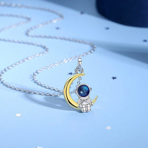 Astronaut Moon Star Couple Matching Necklace - Perimade & Co.