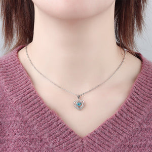 Blue Dancing Stone Heart Pendant Necklace - Perimade & Co.