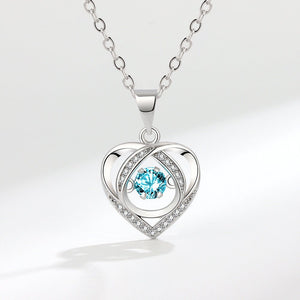 Blue Dancing Stone Heart Pendant Necklace - Perimade & Co.