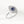 A silver ring with a large blue and clear cubic zirconia evil eye-shaped inset, designed as a fidget spinner.