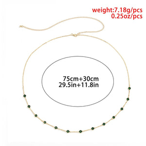 Boho Green Crystal Bead Waist Belly Chain - Perimade & Co.