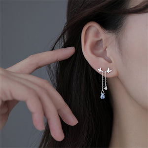 Butterfly Blue CZ Chain Drop Stud Earrings - Perimade & Co.