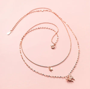 Butterfly Charm Double Chain Necklace - Perimade & Co.