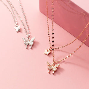 Butterfly Charm Double Chain Necklace - Perimade & Co.