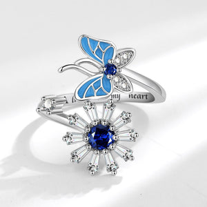 Butterfly Flower Fidget Spinner Bypass Ring - Perimade & Co.