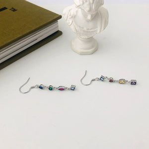 Rainbow Gemstone Dangle Statement Earrings