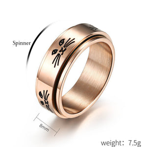 Cat Anxiety Fidget Spinner Couple Band Ring - Perimade & Co.