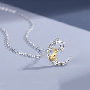 Cat Moon Star Charm Pendant Necklace - Perimade & Co.