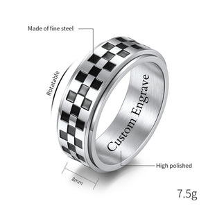 Checkered Flag Fidget Spinner Band Ring - Perimade & Co.