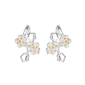 Cherry Blossom Flower Huggie Earrings - Perimade & Co.
