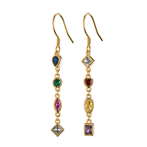Color Gemstone Dangle Statement Earrings - Perimade & Co.