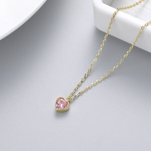 Color Gemstone Heart Pendant Necklace - Perimade & Co.