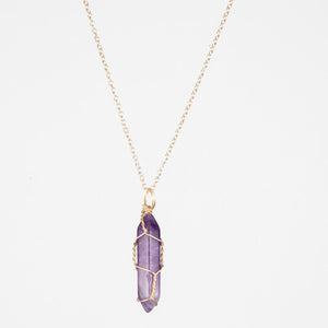 Crystal Raw Stone Healing Pendant Necklace - Perimade & Co.
