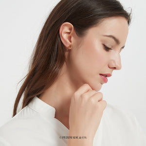 Custom Birth Flower Climber Stud Earrings - Perimade & Co.