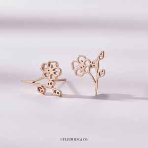 Custom Birth Flower Climber Stud Earrings - Perimade & Co.