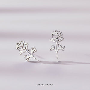 Custom Birth Flower Climber Stud Earrings - Perimade & Co.