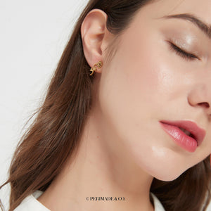 Custom Birth Flower Climber Stud Earrings - Perimade & Co.