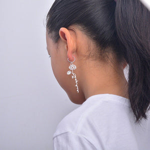 Custom Name Birth Flower Dangle Earrings - Perimade & Co.