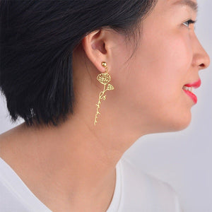Custom Name Birth Flower Dangle Earrings - Perimade & Co.