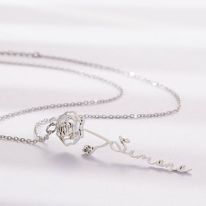 Custom Name Birth Flower Pendant Necklace - Perimade & Co.