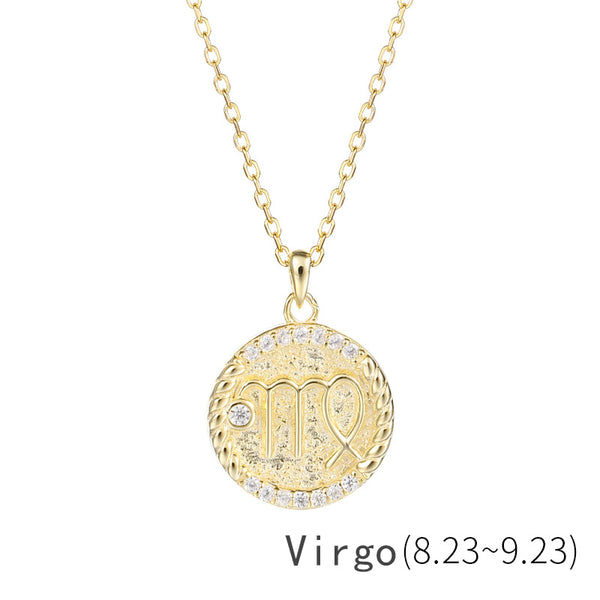 Zodiac Sign Circle Charm Necklace
