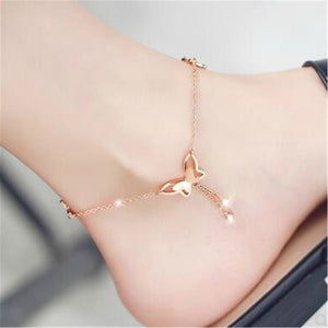 Dainty Gold Butterfly Charm Stacking Anklet - Perimade & Co.