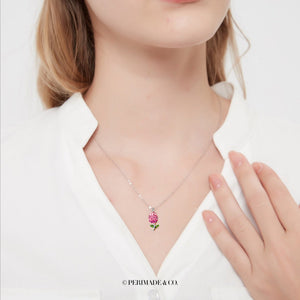 Dainty Pink Tulip Flower Pendant Necklace - Perimade & Co.