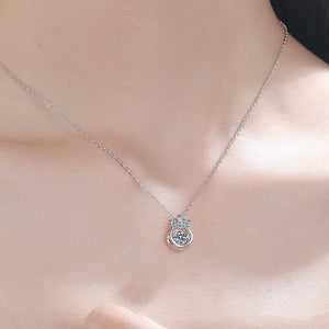 Dancing Moissanite Crown Charm Necklace - Perimade & Co.