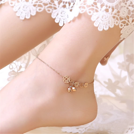 Snapklik.com : Anklet For Women Gold Layered Double Bar Sequin Lace Lip  Chain 14K Gold Plated Dainty Boho Beach Summer Simple Foot Jewelry Ankle  Bracelet For Girls