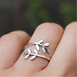 Olive Tree Leaf Branch Stacking Bypass Ring