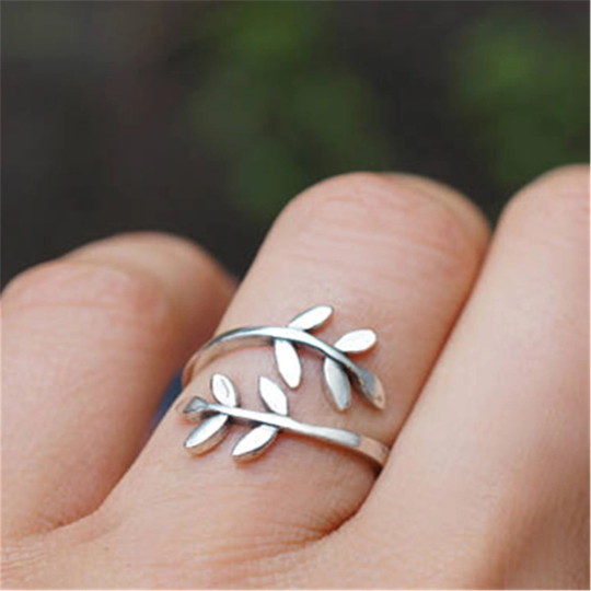 Olive Tree Branch Stackable Ring