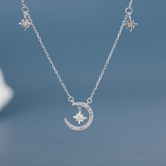 Moon Star Charm Pendant Necklace