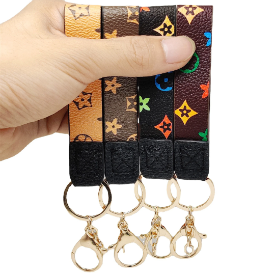 Leather Strap Key Ring Keychain Wristlet