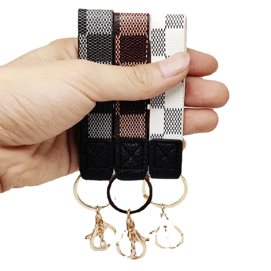 Leather Strap Key Ring Keychain Wristlet