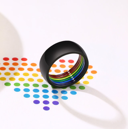 Rainbow LGBTQ Pride 8mm Band Ring