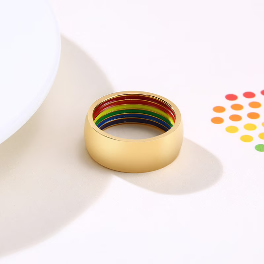 Rainbow LGBTQ Pride 8mm Band Ring